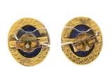pair of gold and lapel buttons with a blue lapel