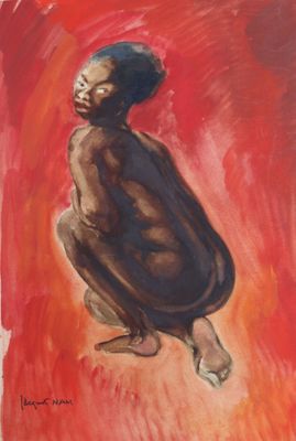 an image of a painting of a person kneeling on the ground