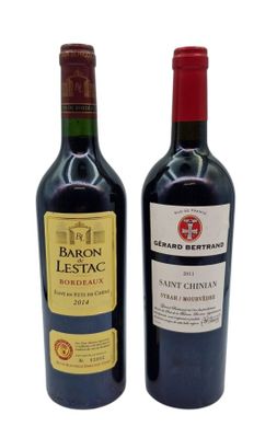 two bottles of wine that are sitting next to each other