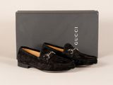 Mocassins Gucci noirs en cuir, ornés de mors de cheval