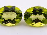 pair of two green peridot gems