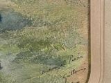a painting of a man riding a horse on a hill