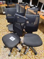 6 chaises dactylos tournantes, roulantes, noires