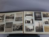 an open book with pictures of people and buildings on it