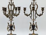 pair of antique brass candelabs with black marble bases