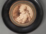 a picture of a picture of a woman on a plate