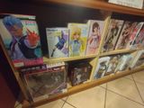 a lot of anime books on the shelves in the store