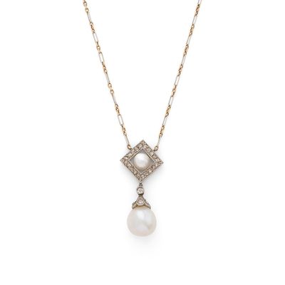 Collier “Belle Epoque” Perles fines et diamants taille rose - Photo 1
