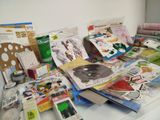 a lot of craft supplies sitting on a table