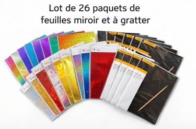 lot de 26 paquets de feuils miroir et a gratterr