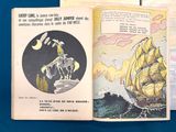 an open book with a picture of a man on a horse