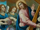 an image of a painting of a group of people carrying a cross