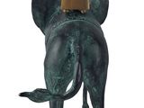 a statue of a horse with a cone on it ' s head