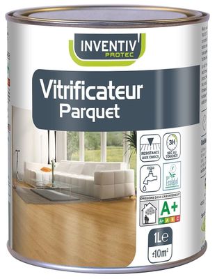 un flacon de « vitificateur parquet » dans un salon