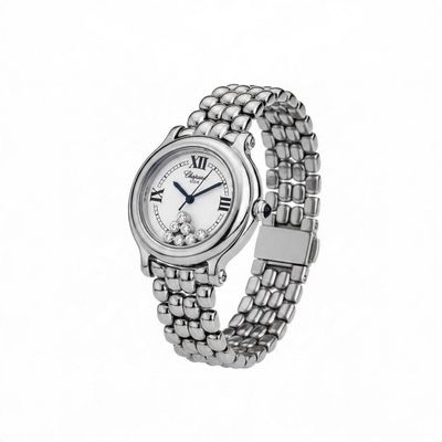une photo d'une montre-bracelet pour femme avec un cadran blanc