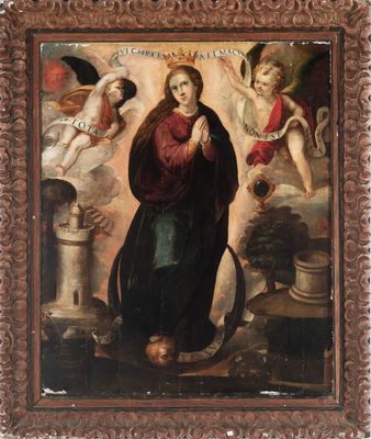 a painting of a woman holding a baby in her arms