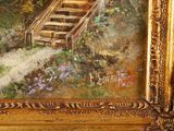 a painting of a painting of a staircase going up a hill