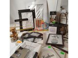a table with a lot of pictures and pictures on it