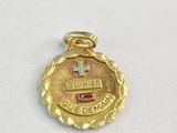 une image représentant une médaille d'or ornée d'une pierre rouge en son centre