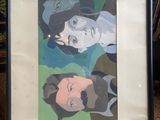 painting of a group of people in a frame on the floor