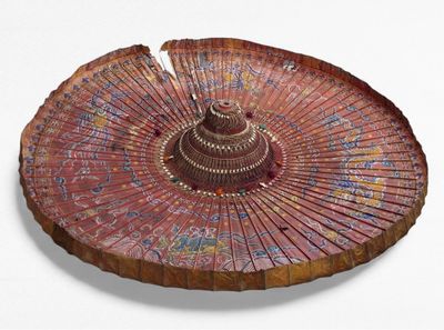 Important et massif PARASOL en papier décoré à l’encre et co…