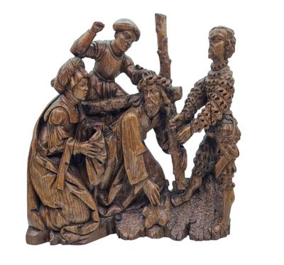 une image représentant une statue d'un homme et d'une femme sur un rocher