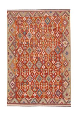 Kilim Afghan en laine Couleur rouge , beige 299 x 199