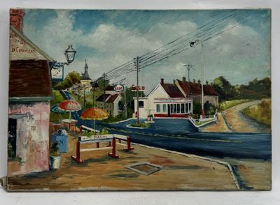 painting of a painting of a street scene in a small town