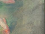 a painting of two fish swimming in a pond of water