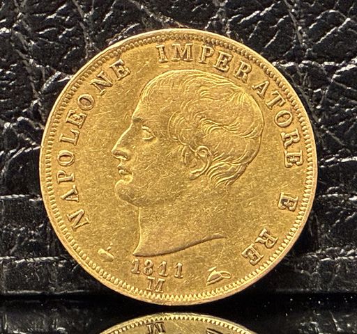 Une pièce de monnaie en or à valeur faciale de 40 Lires1811M. Poi...