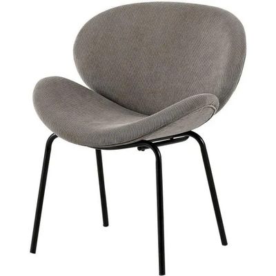 an image of a grey chair with a black metal frame