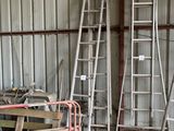de nombreuses échelles appuyées contre le mur