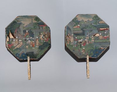CHINE, Canton - XIXème siècle Deux éventails rigides octogon… - Photo 1