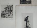 two old black and white photographs of a man with a cane
