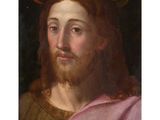 a painting of jesus with a halo on his head