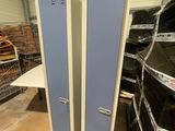 two lockers that are in the middle of a room