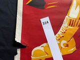 a poster with a picture of a pair of shoes on it