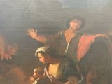 painting of a group of people sitting around a campfire