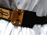 a belt that has a gold buckle on it