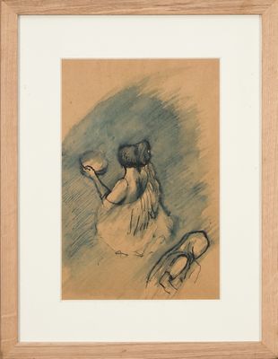 tableau représentant une femme tenant un verre de vin à la main