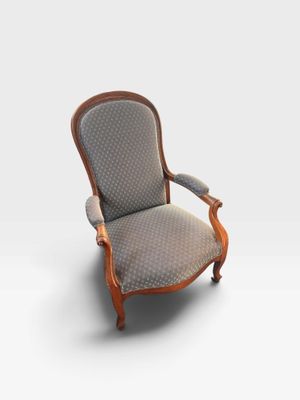 an image of a chair that is sitting on a white surface