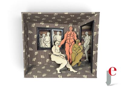 a picture of a picture of a man and a woman in a room