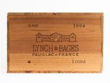 a wooden box that has a label on it