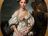 portrait of a woman in a white dress with a flower in her hair