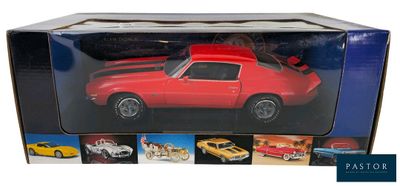 the toy car is in the box on the white background