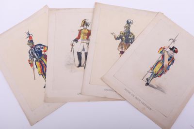 Ensemble de quatre pastels sur papier