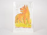 une carte sur laquelle est dessiné un chien