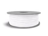 une bobine de filament PLA blanc sur fond blanc