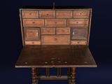 an image of a desk made out of wood and metal