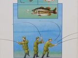 a picture of a book with a picture of a man fishing
